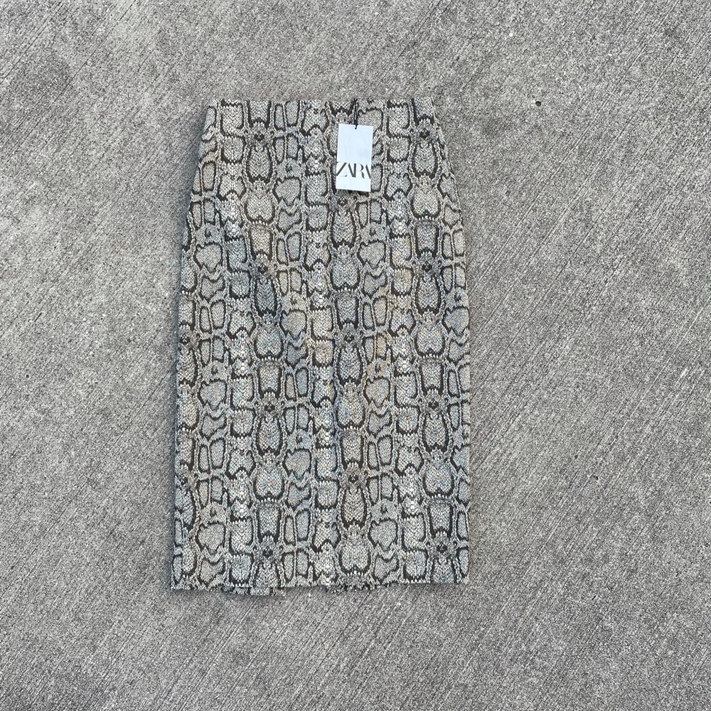 Zara Grey Snake Print Pencil Skirt ( for @doceans)